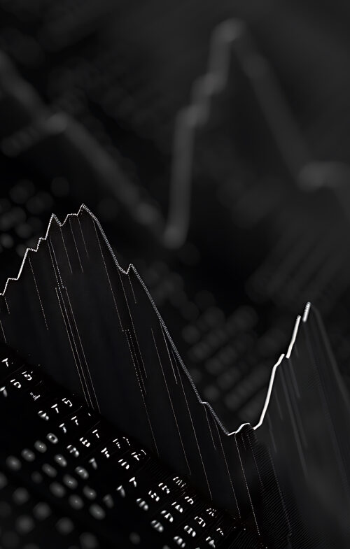 Abstract Black and White Stock Market Chart.